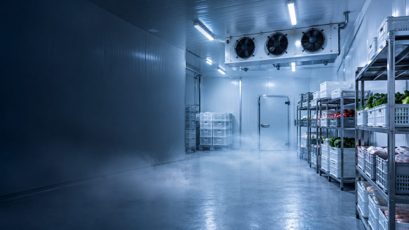 Interior de una cámara frigorífica industrial