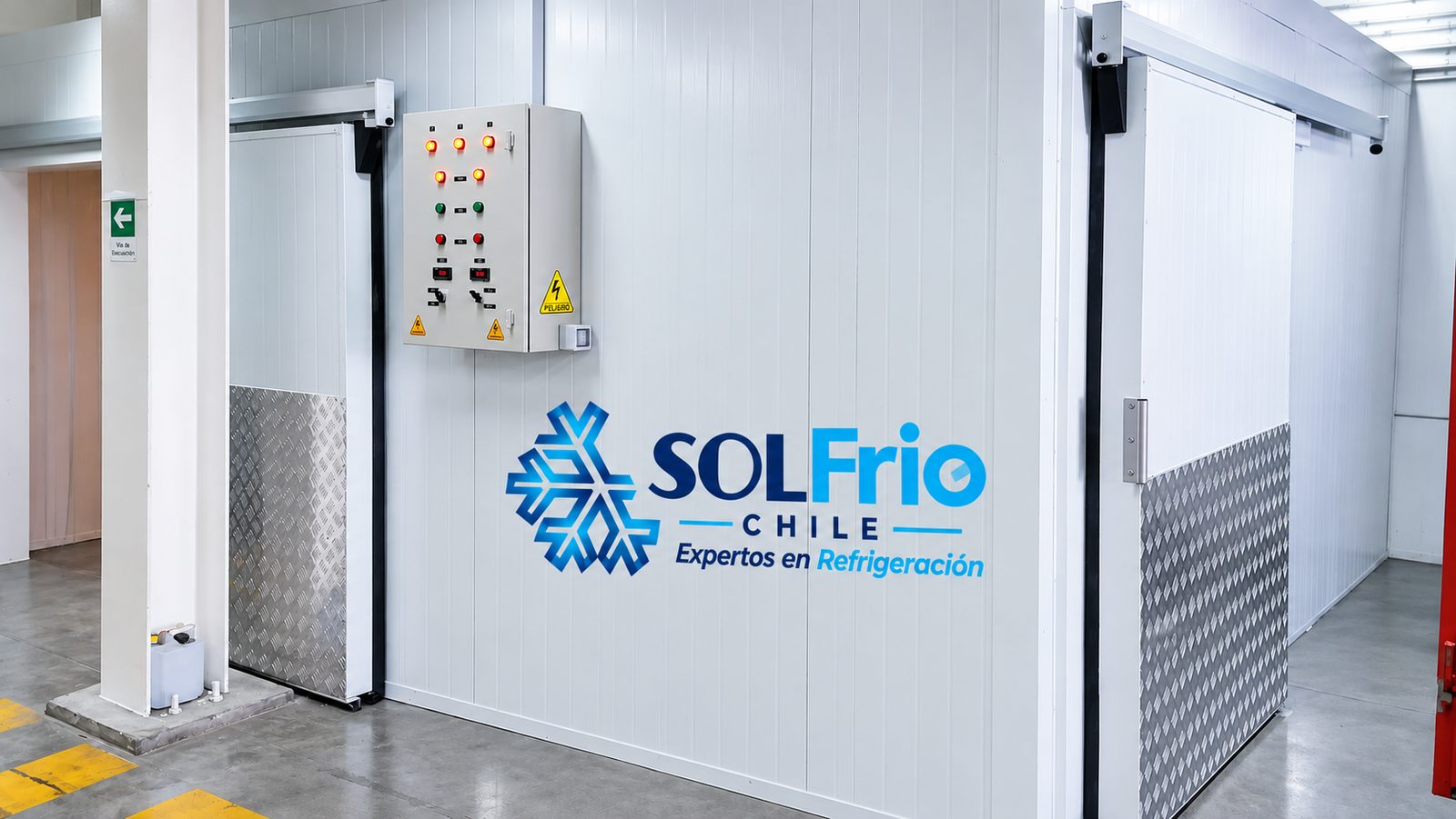 Cámara frigorífica de congelado con puerta corredera y tablero eléctrico