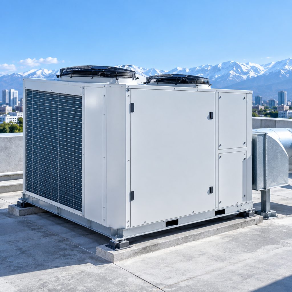 Equipo rooftop inverter Clark sobre azotea industrial